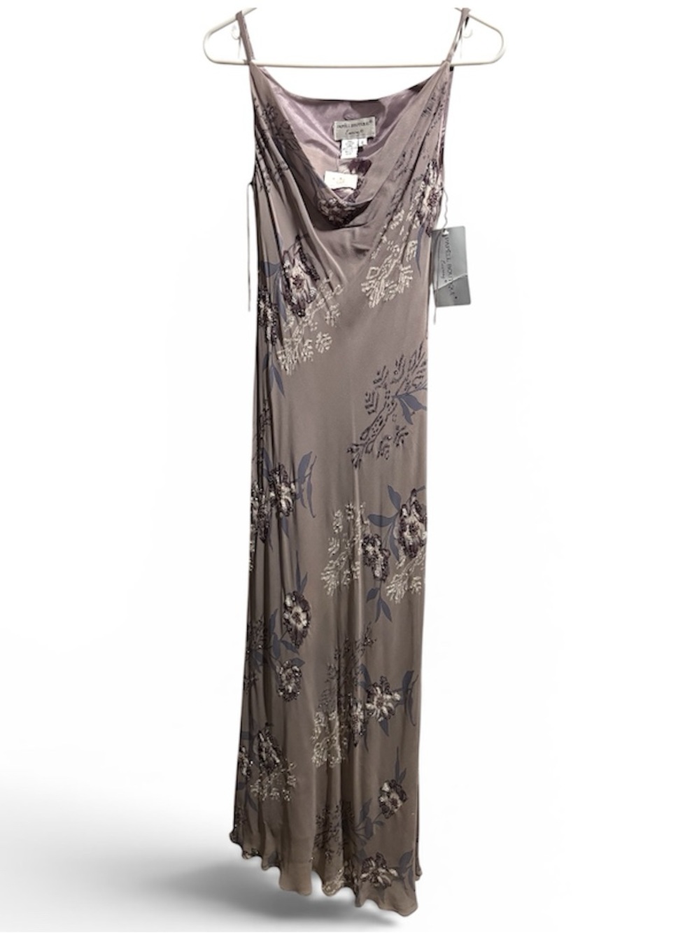 NWT Vintage Beautiful Beaded Papell Boutique Evening Cowl Slip Maxi Dress